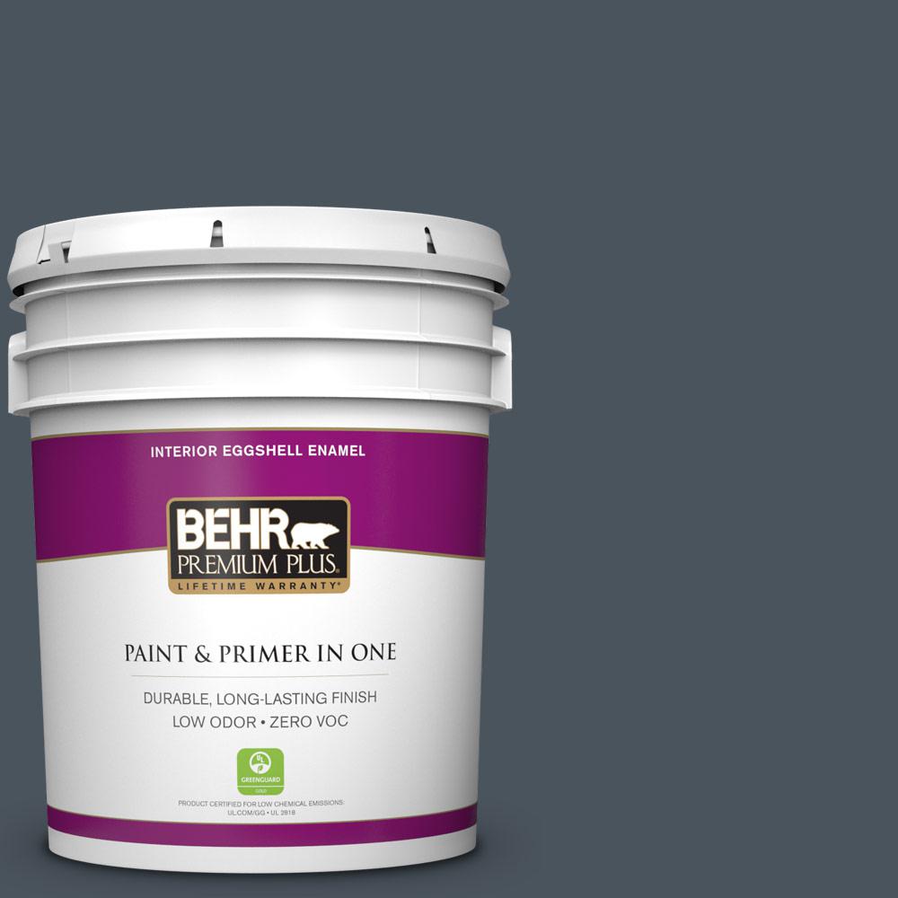Behr Premium Plus 5 Gal N480 7 Midnight Blue Eggshell Enamel Low N480 7 Midnight Blue Eggshell Enamel Low Odor