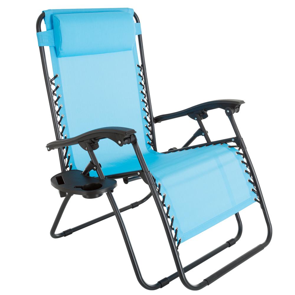 Reclining Lawn Chairs Patio The Home Depot Oversized Zero Gravity Patio Lawn Chair In Blue