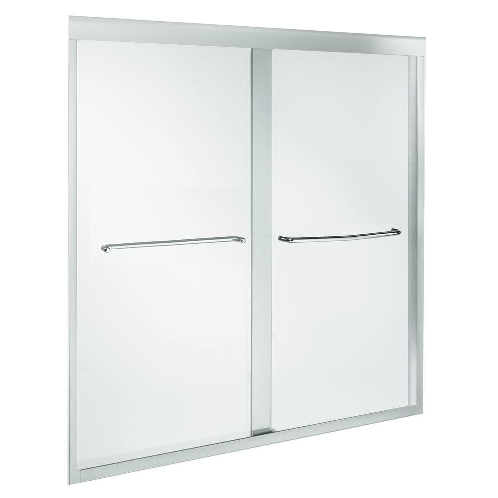 Kohler Fluence 59 5 8 In X 58 5 16 In Frameless Sliding Shower Door In Bright Polished Silver With Falling Lines Glass K 702200 G54 Shp The Home Depot