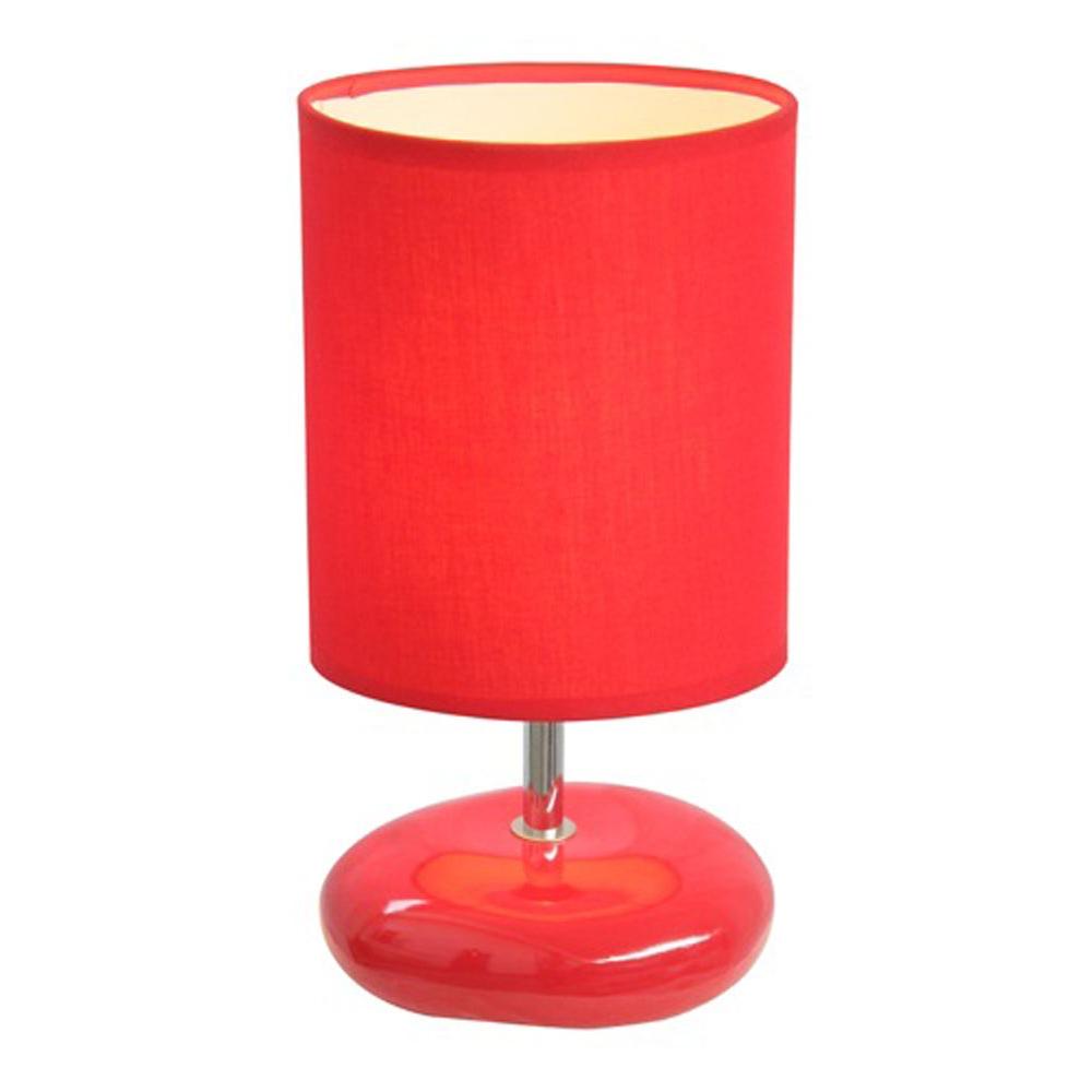 Simple Designs 10 5 In Red Stonies Small Stone Look Bedside Table Lamp