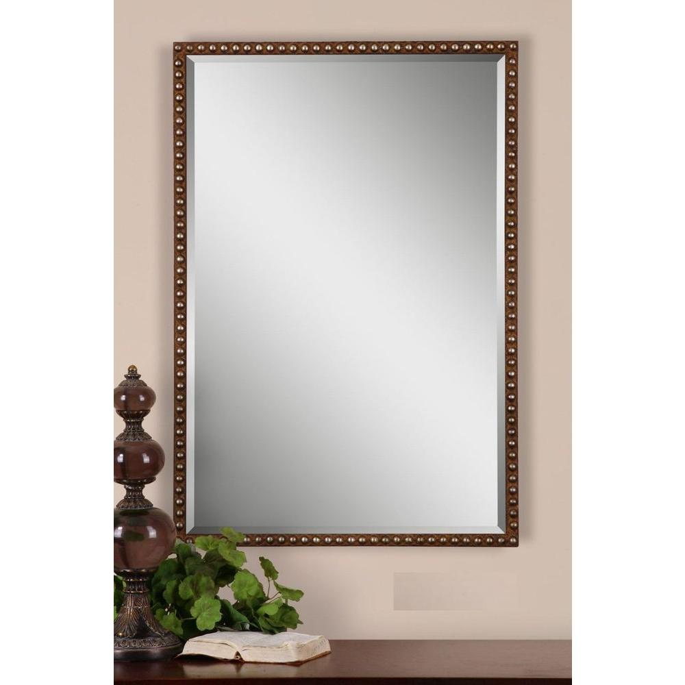 Global Direct 32 In X 21 5 Brown Framed Mirror 13749 The Home Brown Framed Mirror