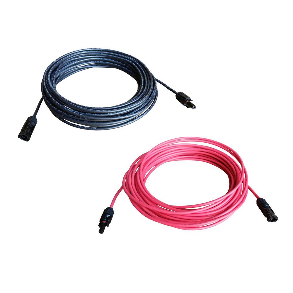 de BMF DIRECT® de 4 mm² 6 mm² 10 mm² 1800 V Cable PV para panel solar con doble aislamiento de calidad Negro MC4 Connectors 2 Pairs nominal CC negro y rojo 