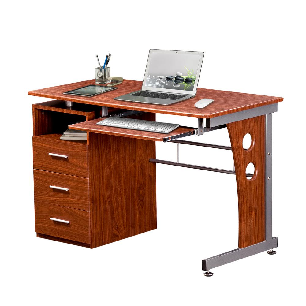 Techni Mobili Mahogany Computer Desk With Ample Storage Rta 3520