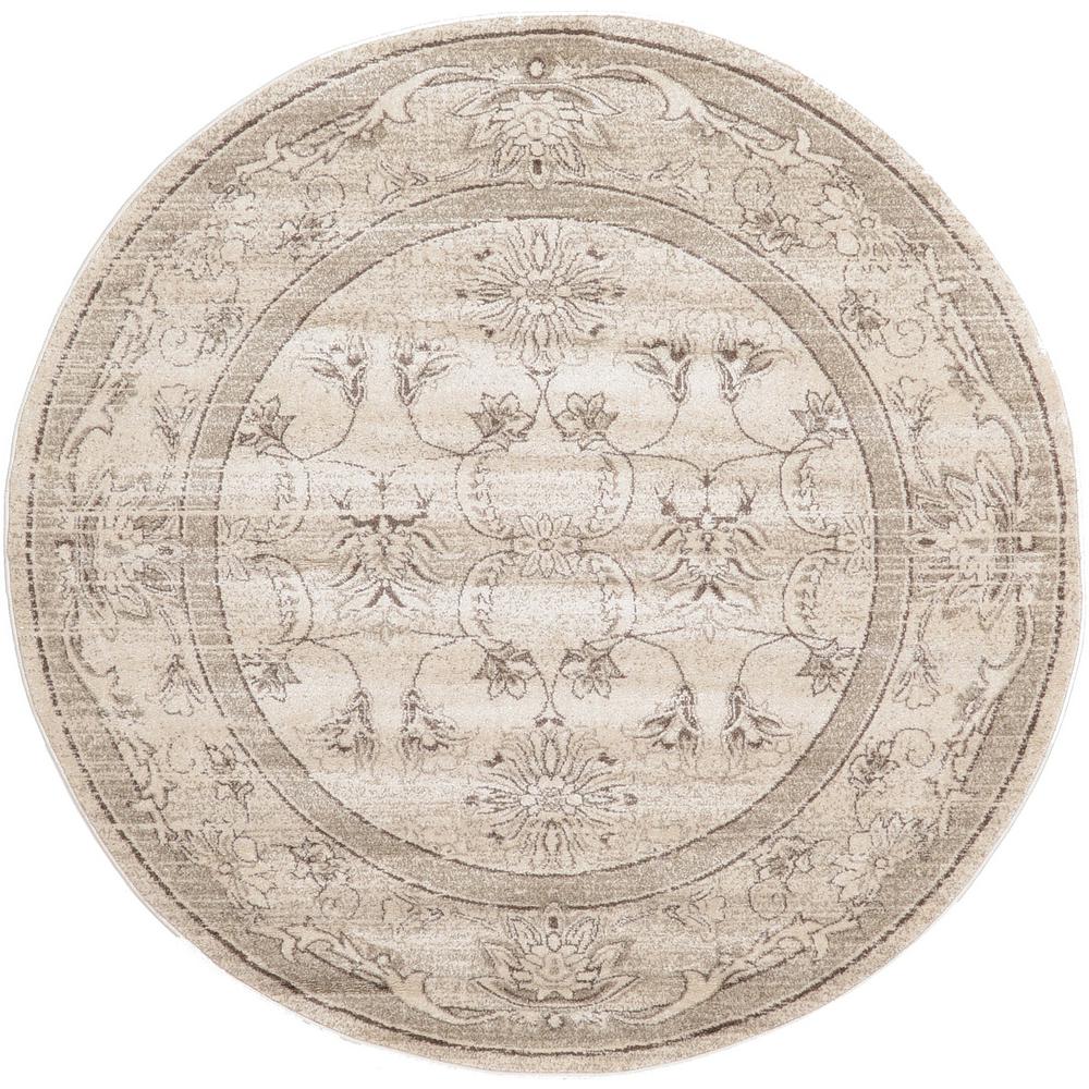 Unique Loom La Jolla Ivory and Beige 6 ft. x 6 ft. Round Rug3114685