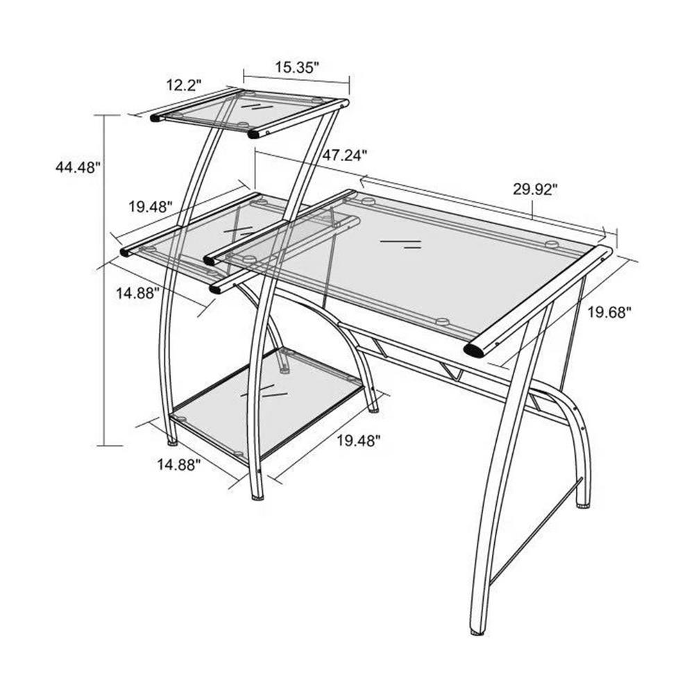 Proht Black Computer Desk With 3 Tier Shelf 05029 The Home Depot