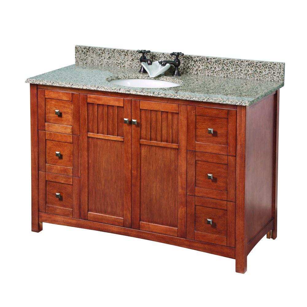Foremost Knoxville 49 in. W x 22 in. D Vanity in Nutmeg with Granite