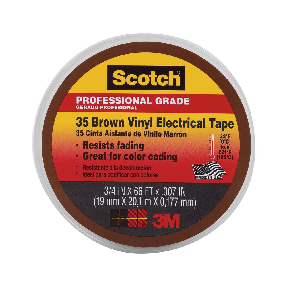 3M Scotch 3/4 in. x 66 ft. 35 Brown Electrical Tape10885BA5 The