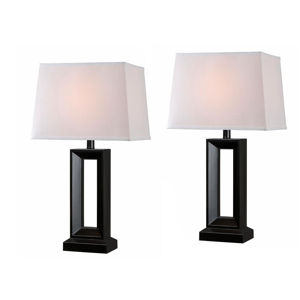 Kenroy Home Katherine 27 In Black Indoor Table Lamp Set With White Black Indoor Table Lamp Set With White Shade
