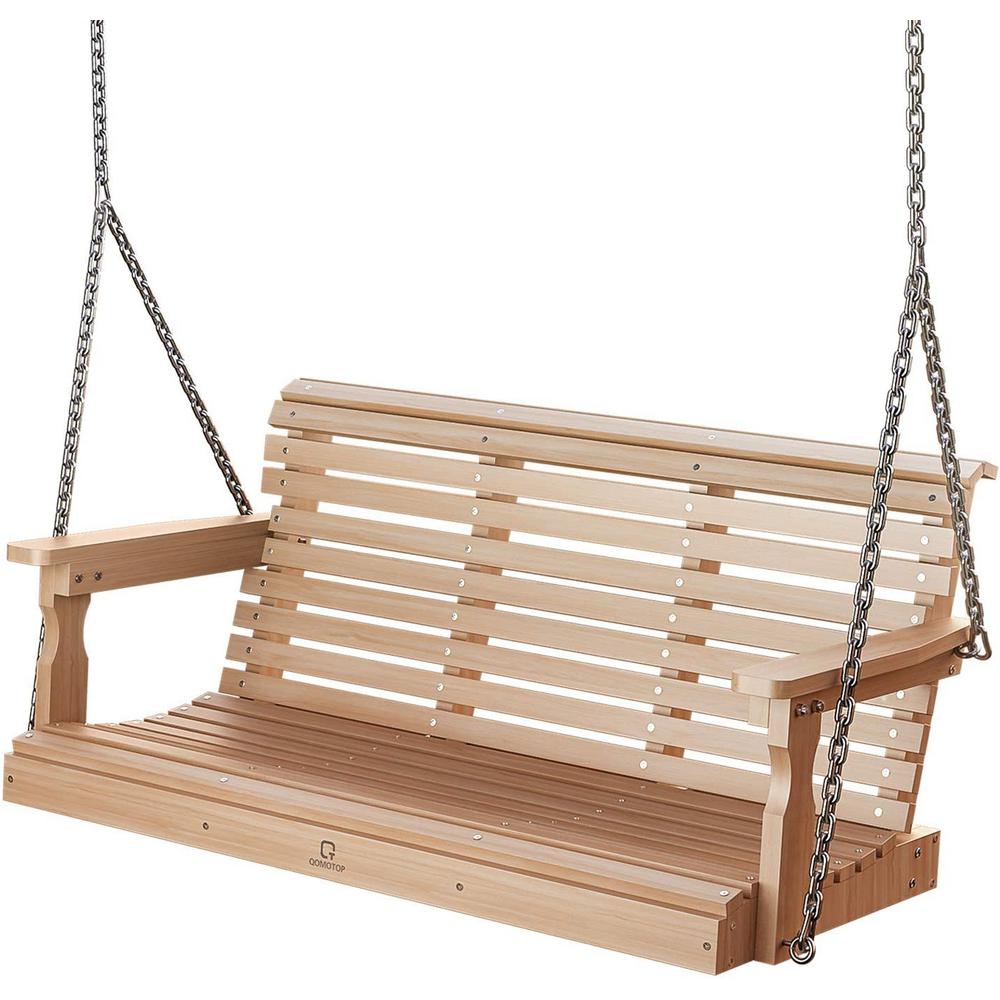 VEIKOUS Wood Color 2Person Outdoor Wooden Patio Porch SwingPG0210