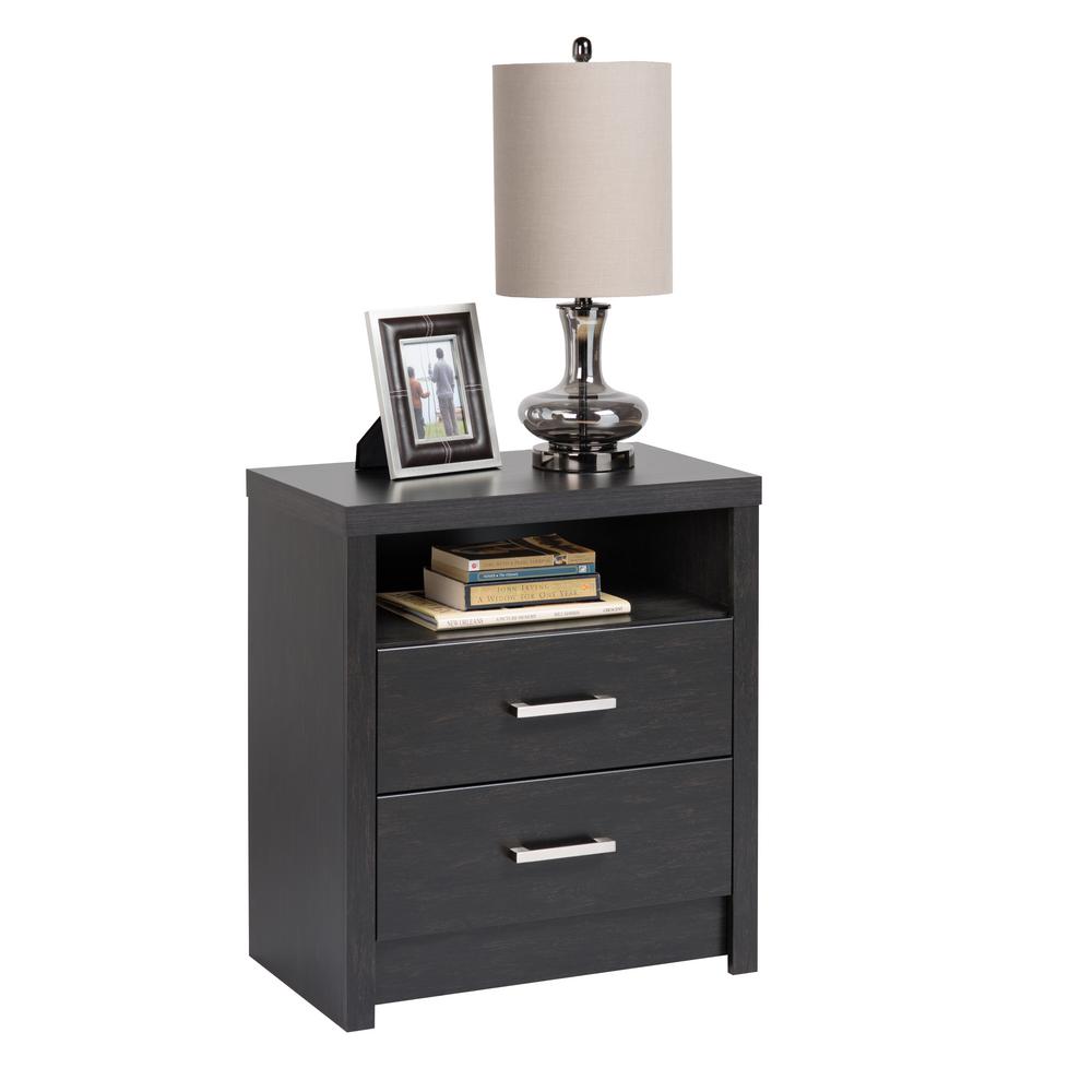 Prepac Yaletown 2 Drawer Black Tall Nightstand Bdnh 1202 1 The Home Depot