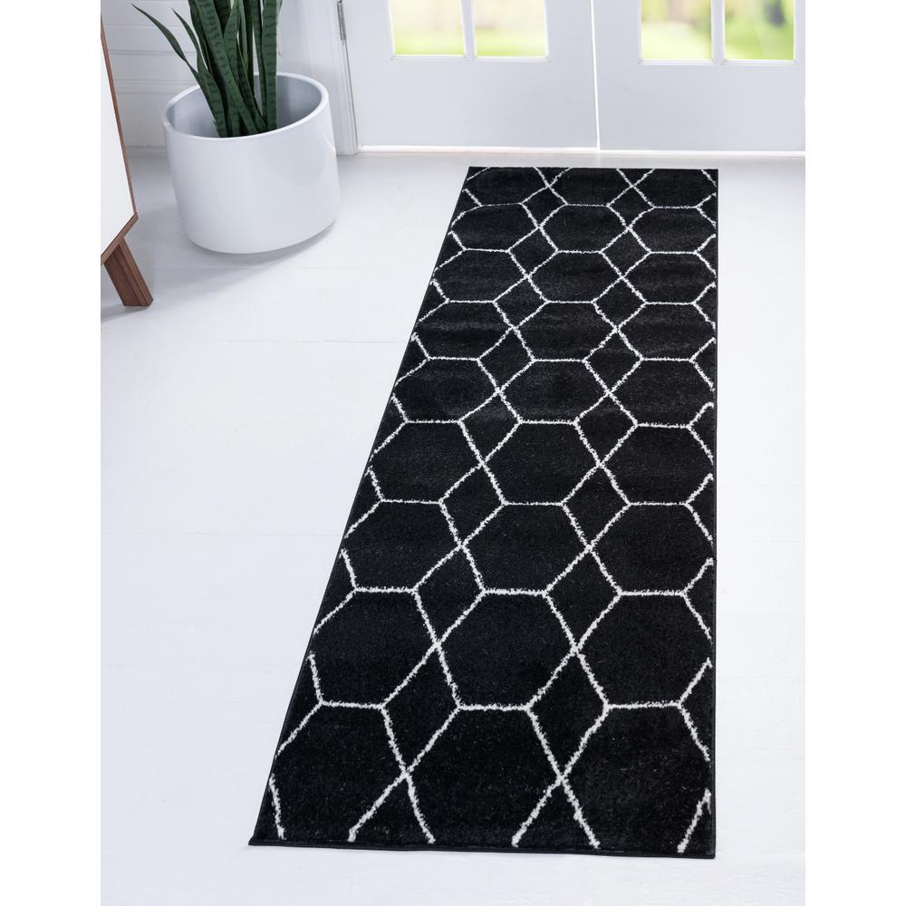 StyleWell Trellis Frieze Black/Ivory 2 ft. x 13 ft. Geometric Runner