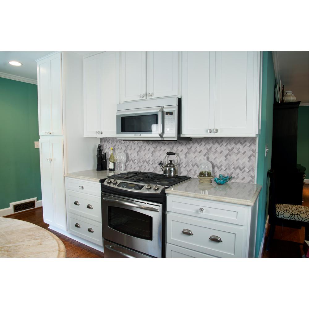 Greecian White Herringbone Pattern Polished Marble Mesh-Mounted Mosaic Tile