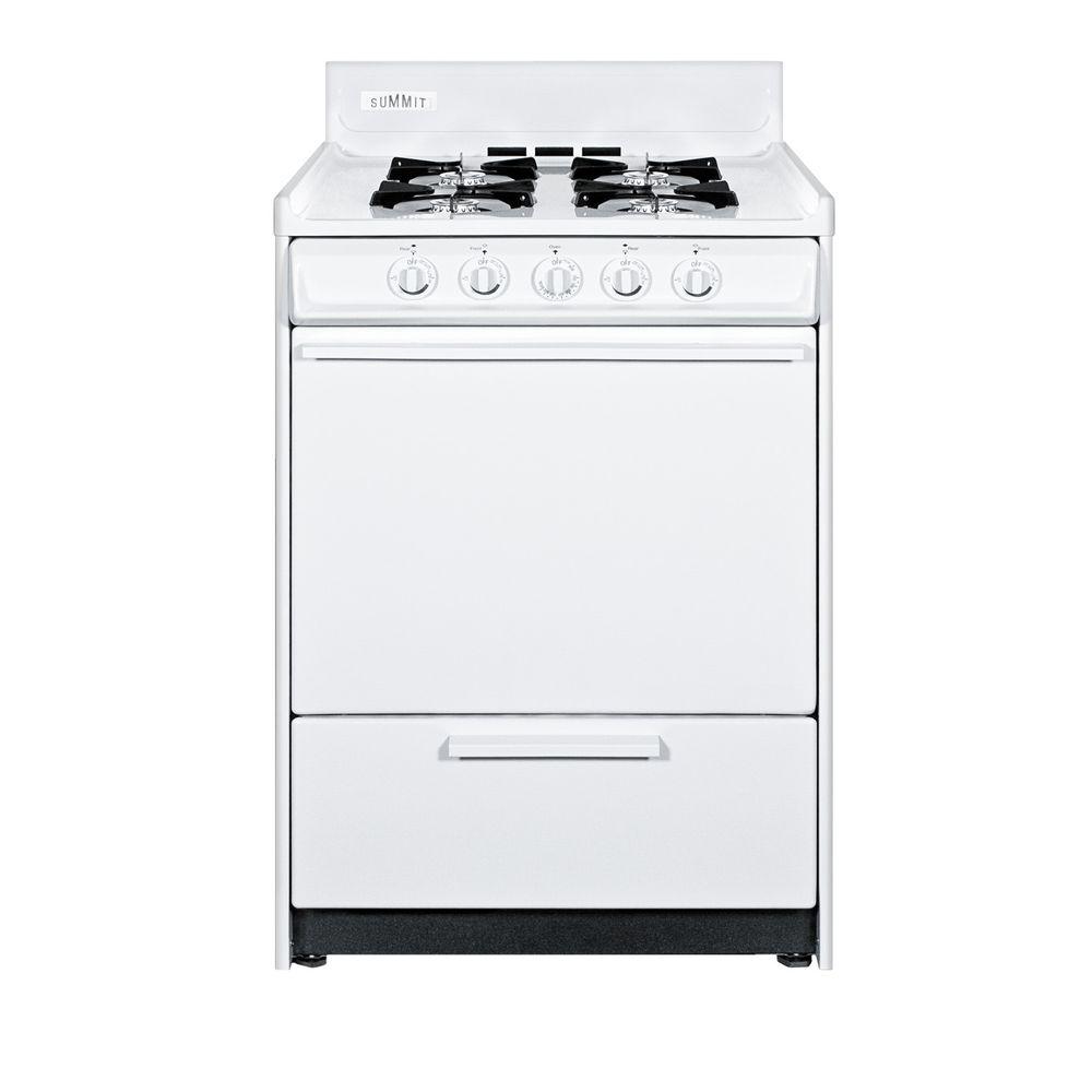 Summit Appliance 24 in. 2.9 cu. ft. Gas Range in WhiteWNM610P The