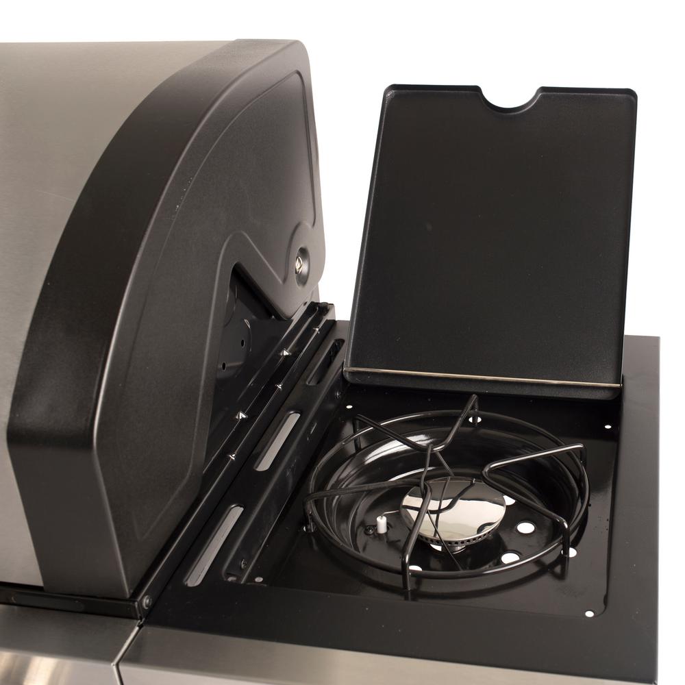 Dyna Glo 4 Burner Open Cart Propane Gas Grill In Stainless Steel With Side Burner Dgb495sdp D The Home Depot