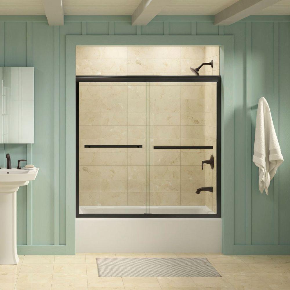 KOHLER Gradient 595/8 in. x 581/16 in. SemiFrameless Sliding Tub