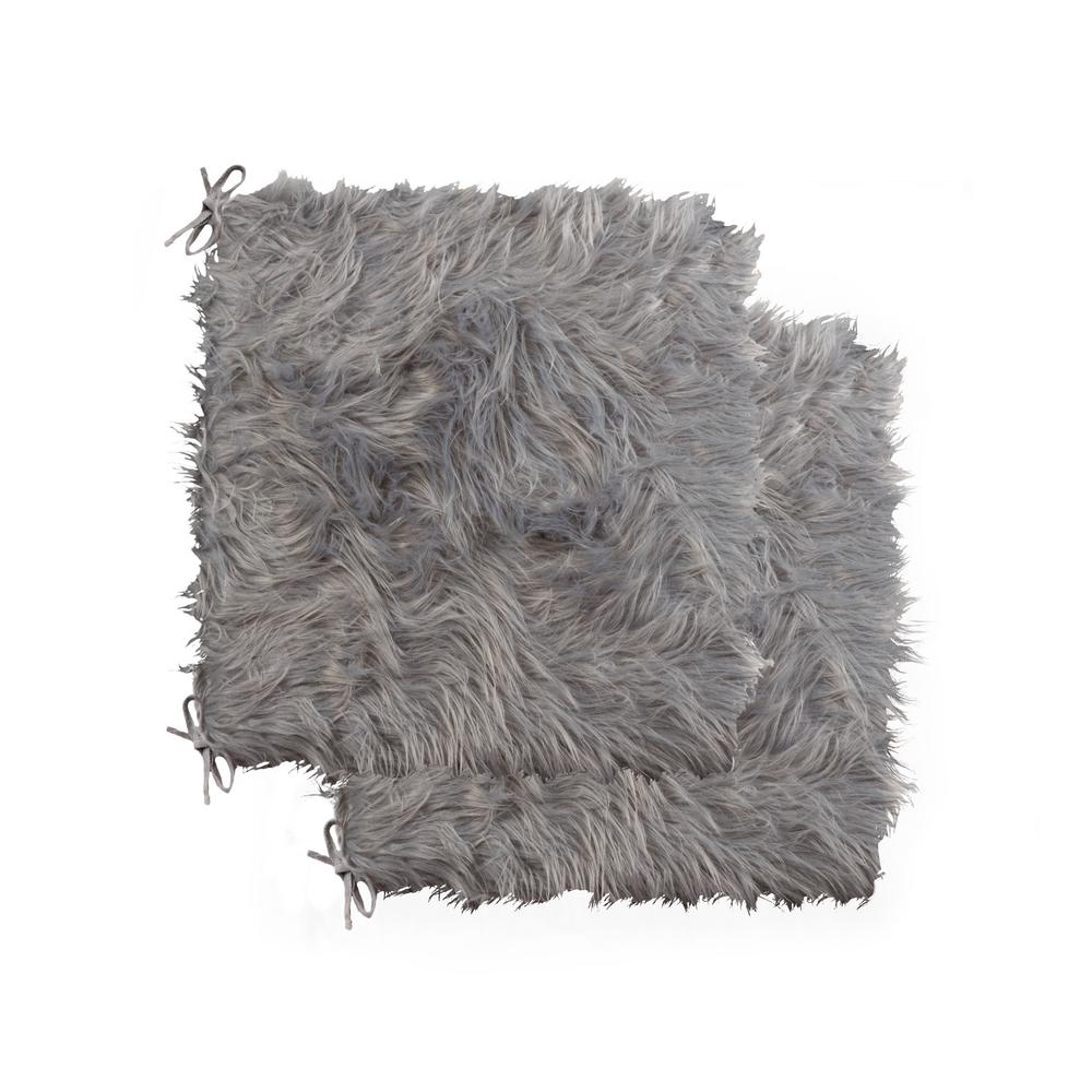 LUXE L 100 FAUX FUR Laredo Gray Faux Sheepskin Fur Chair Pad (Set of 2