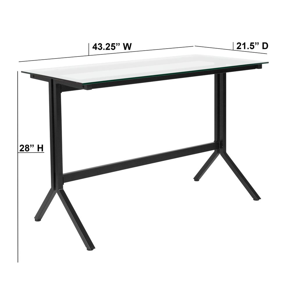 Highland Collection Glass Computer Desk With Black Metal Frame
