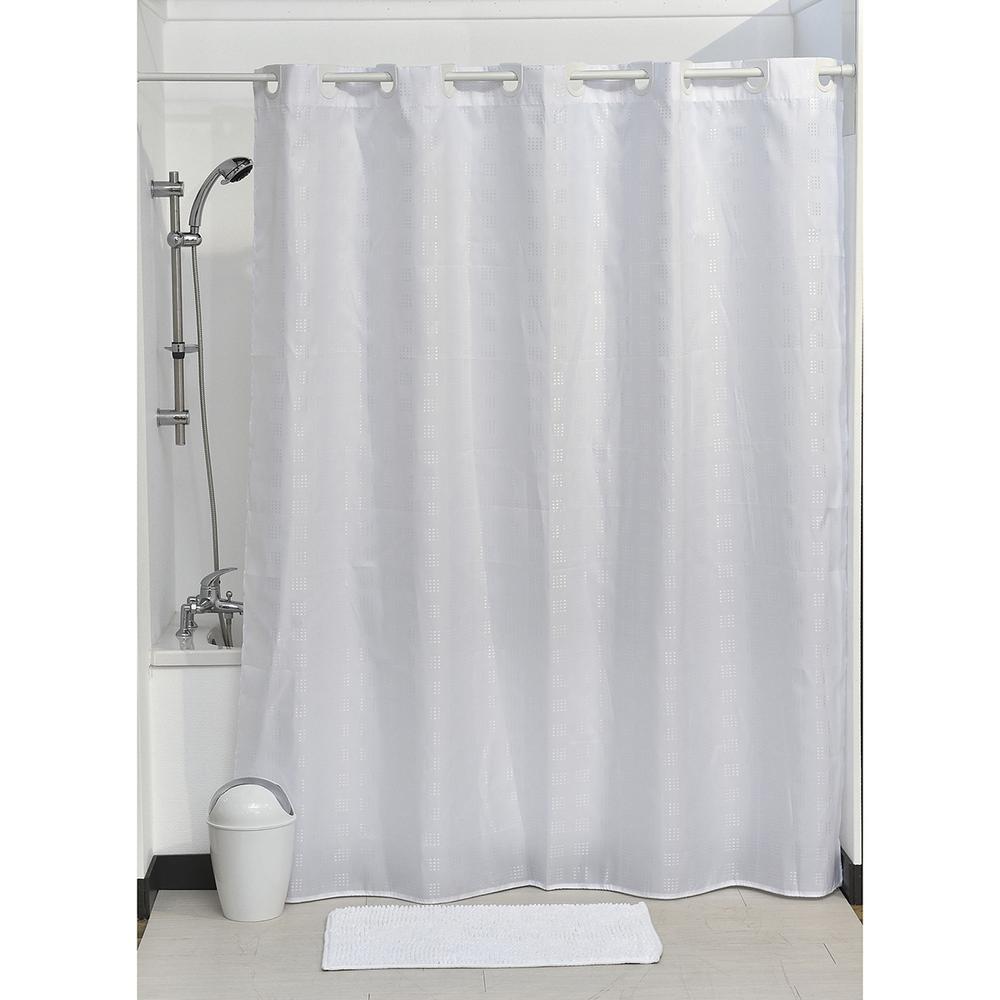 Shower Curtains Accessories The Home Depot Hookless Shower Curtain Polyester Cubic Color Matching Hooks 71 In L X 79