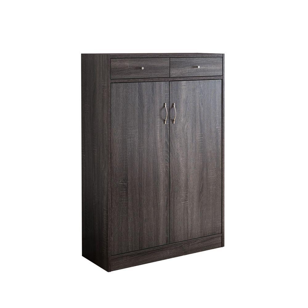 Benzara 15 Pair Gray Wood Shoe Cabinet With Shoe Storage Bm148871