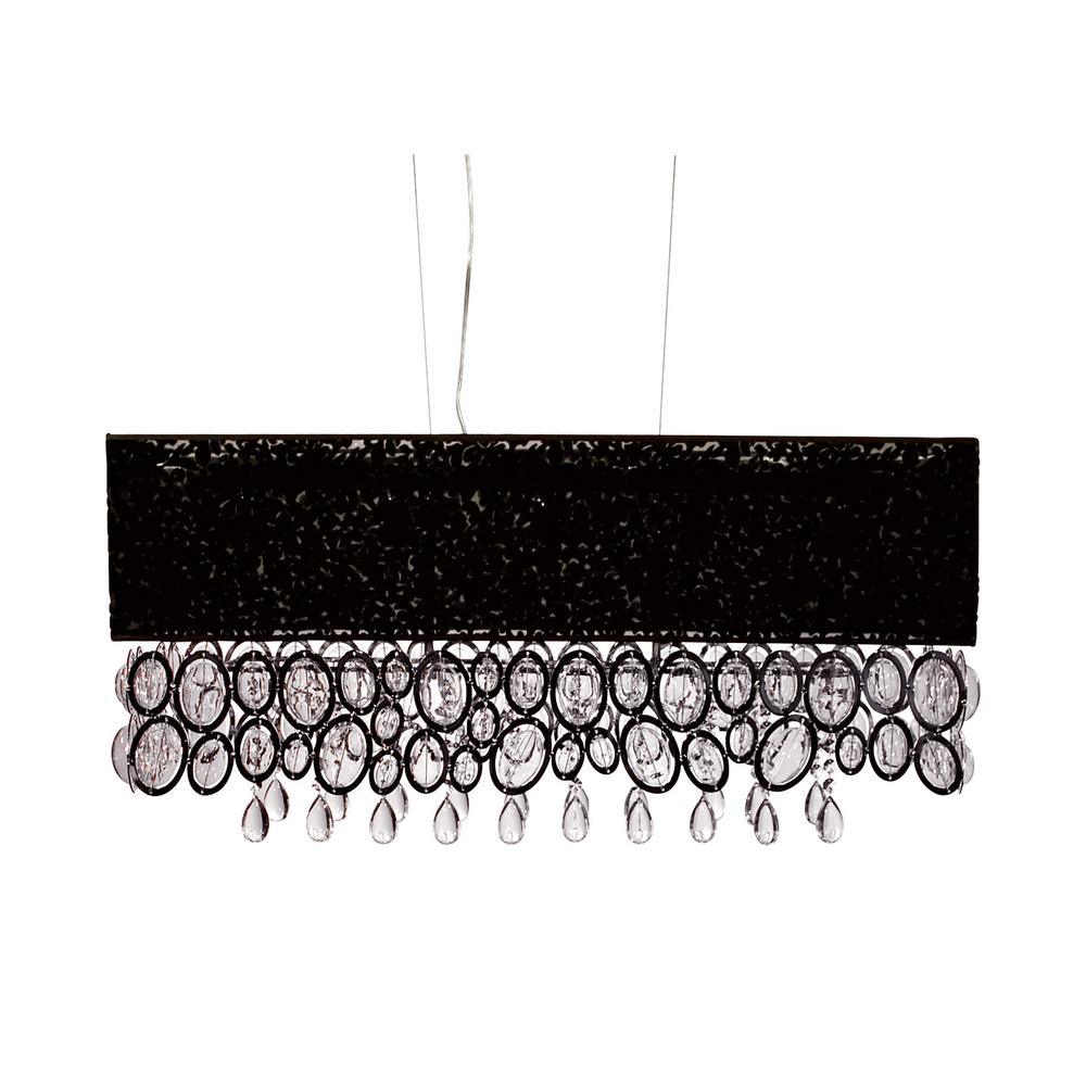 Bel Air Lighting 5 Light Black Island Pendant With Hanging Crystal Bel Air Lighting 5 Light Black Island Pendant With Hanging Crystal Tapers