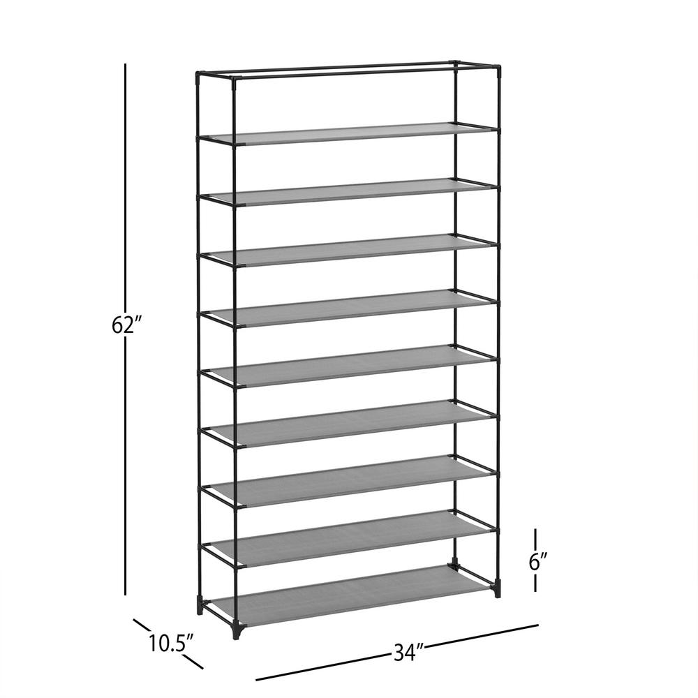 Lavish Home 62 In H X 34 In D 36 Pair Black 9 Tier Shoe Storage Rack Hw0500026 The Home Depot