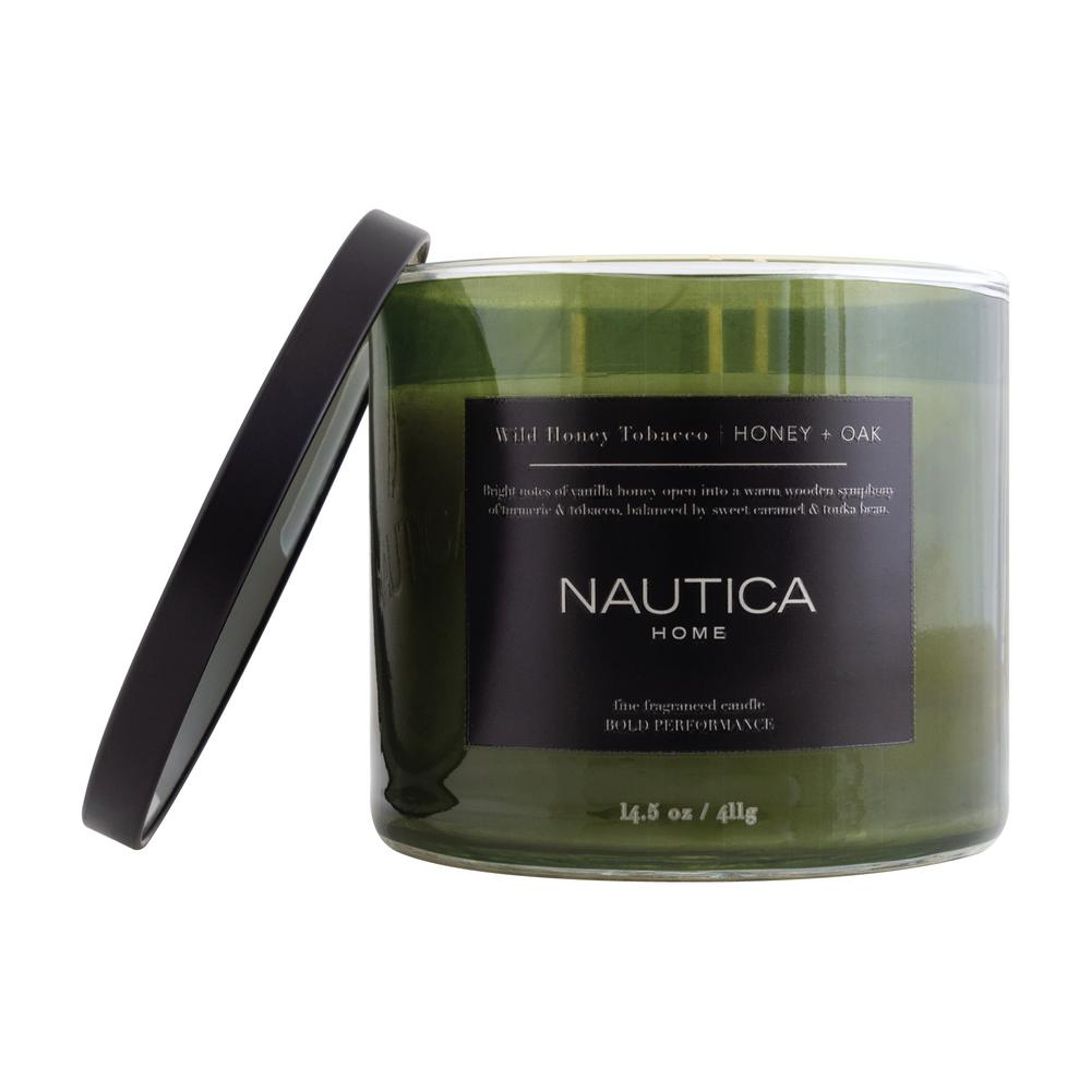 Nautica 14.5 oz. Wild Honey Tobacco Green Fresh 3Wick Jar Candle