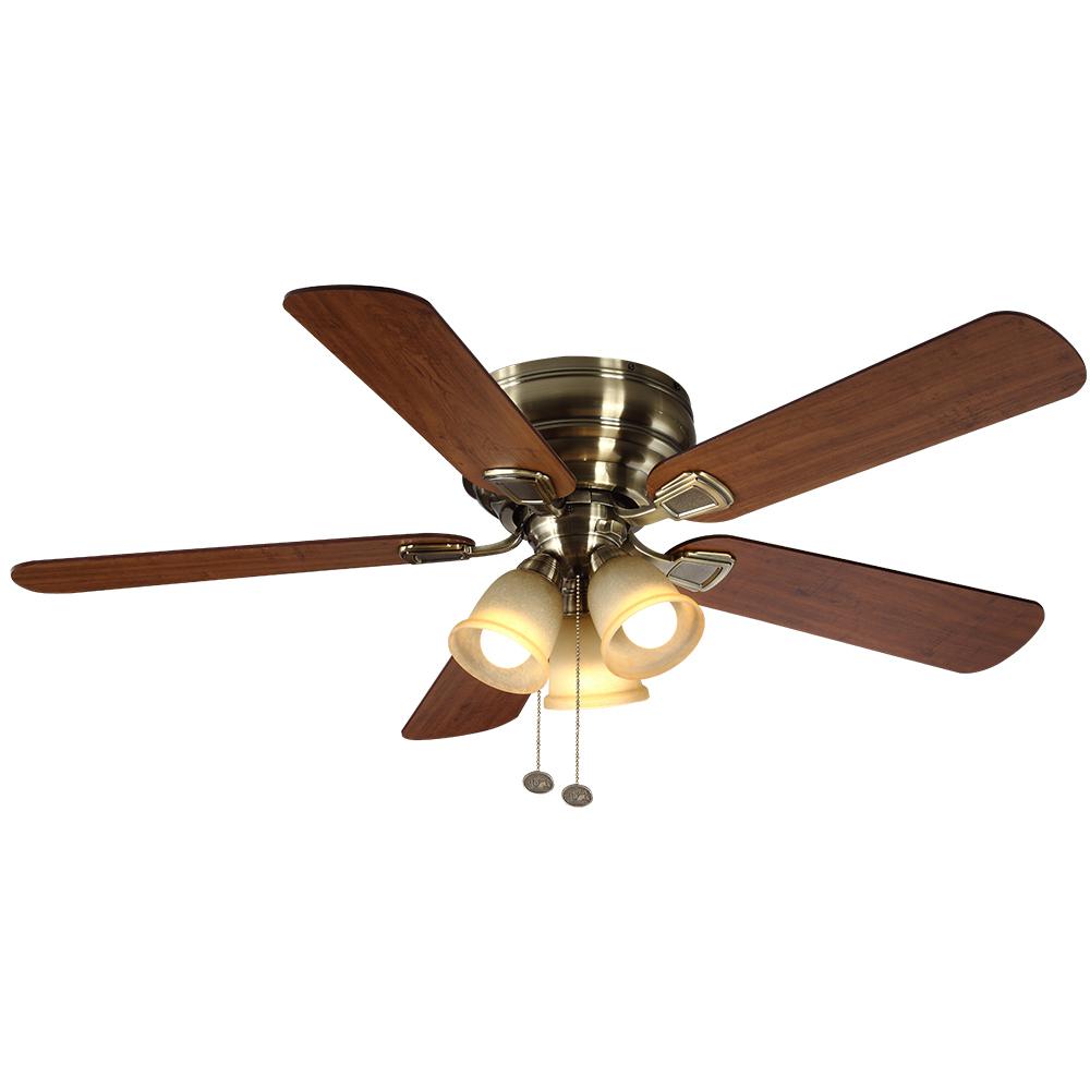 Hampton Bay Fairfield 52 In Led Indoor Antique Brass Ceiling Fan With Light Kit