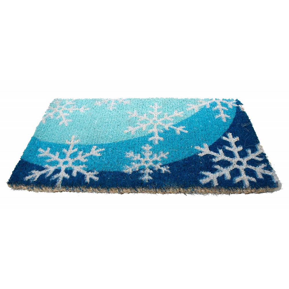 Imports Decor Basic Coir Snow Flakes 18 In X 30 In Coconut Husk Door Mat