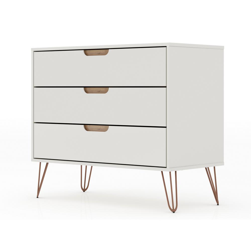Luxor 3 Drawer Off White And Nature Mid Century Modern Dresser