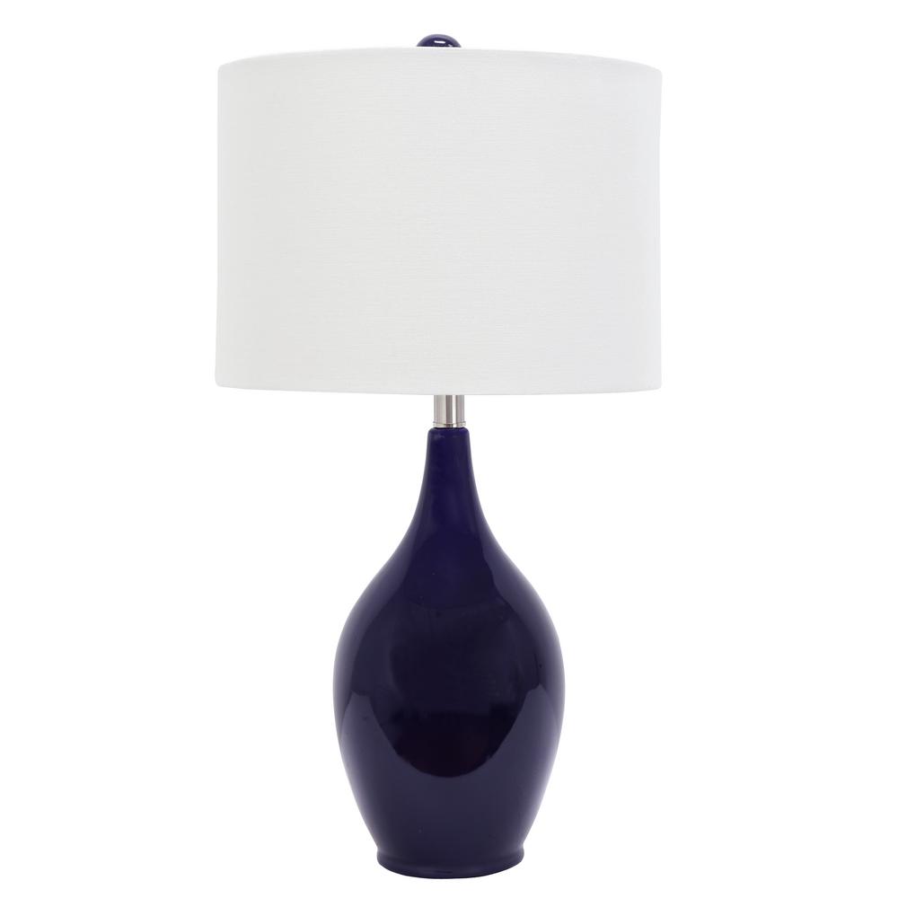 Decor Therapy Anabelle 27 In Indigo Blue Table Lamp With Linen Indigo Blue Table Lamp With Linen Shade
