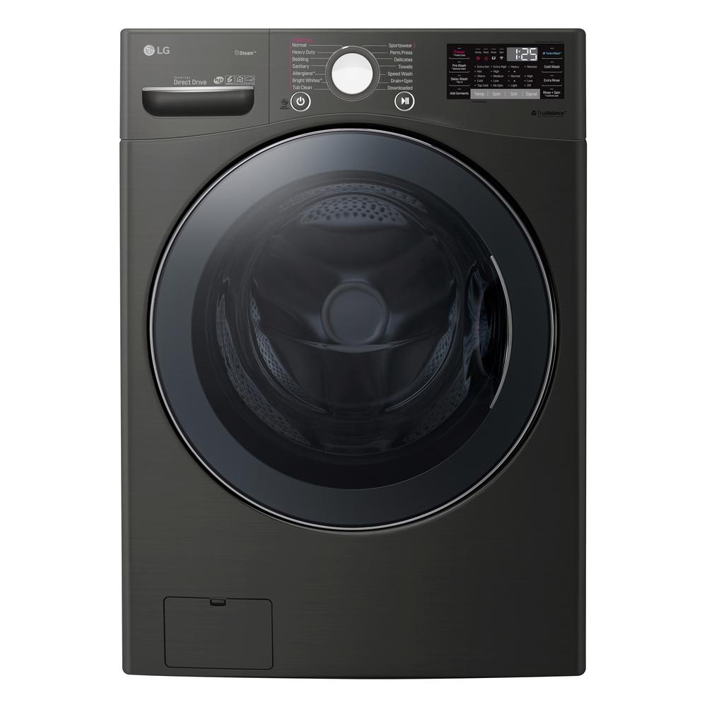 Lg Electronics 4 5 Cu Ft He Ultra Large Smart Front Load Washer With Turbowash360 Steam Wi Fi In Black Steel Energy Star Wm3900hba The Home Depot