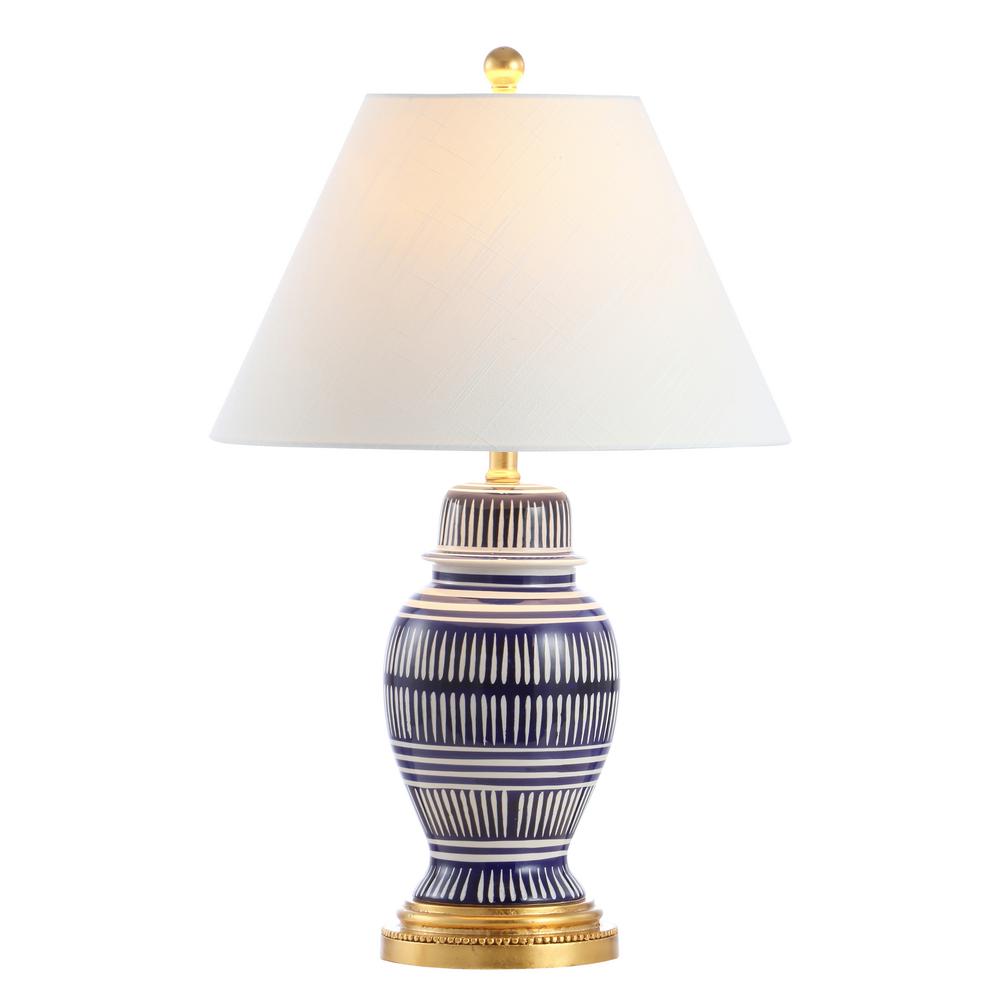 JONATHAN Y Reed 27 in. Navy Ceramic/Iron Modern Coastal LED Table Lamp