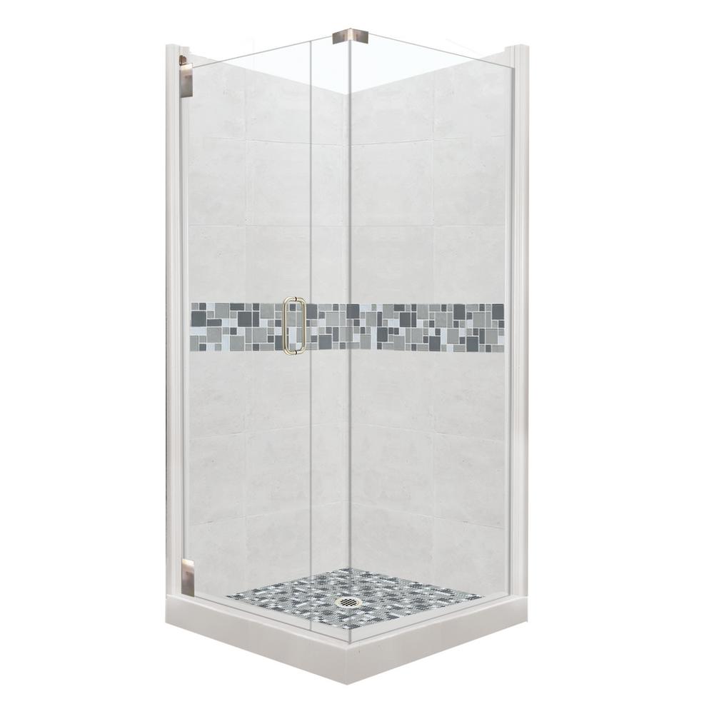 American Bath Factory Newport Grand Hinged 36 In X 80 Left Hand Corner Shower Kit Natural Buff And Satin Nickel Hardware American Bath Factory Newport Grand Hinged 36 In X 80 Left Hand Corner Shower Kit Natural Buff And Satin Nickel Hardware