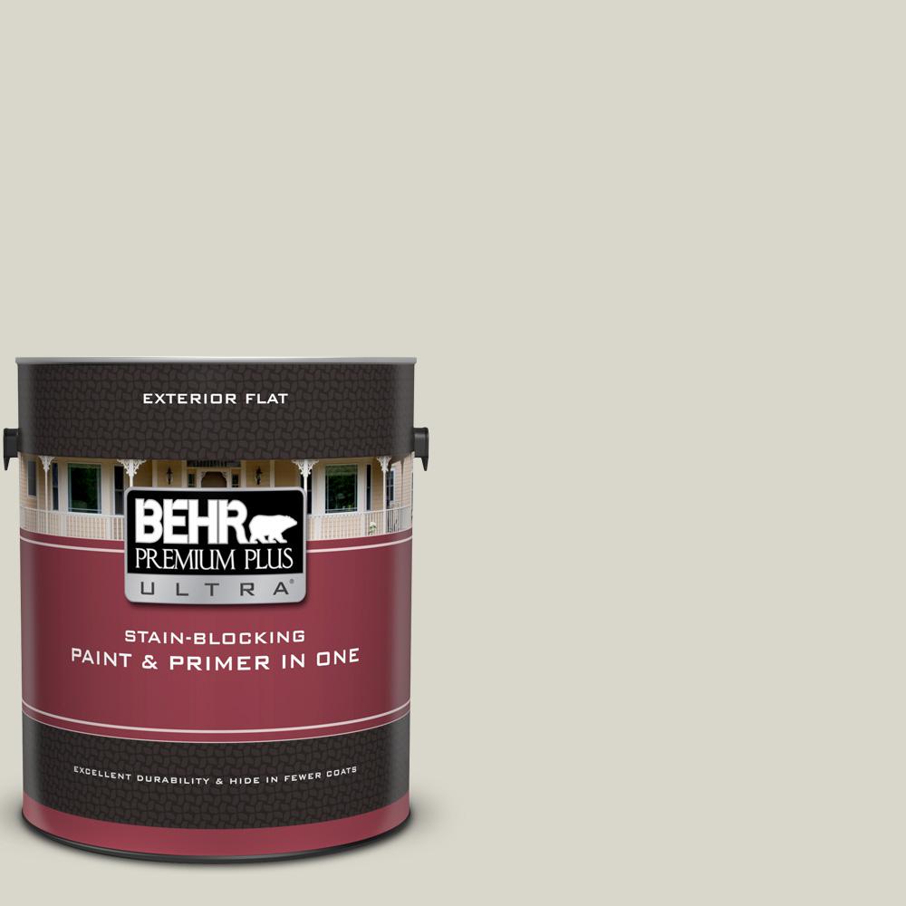 Behr Premium Plus Ultra Gal Ul Silver Moon Flat Exterior Paint And Primer In One