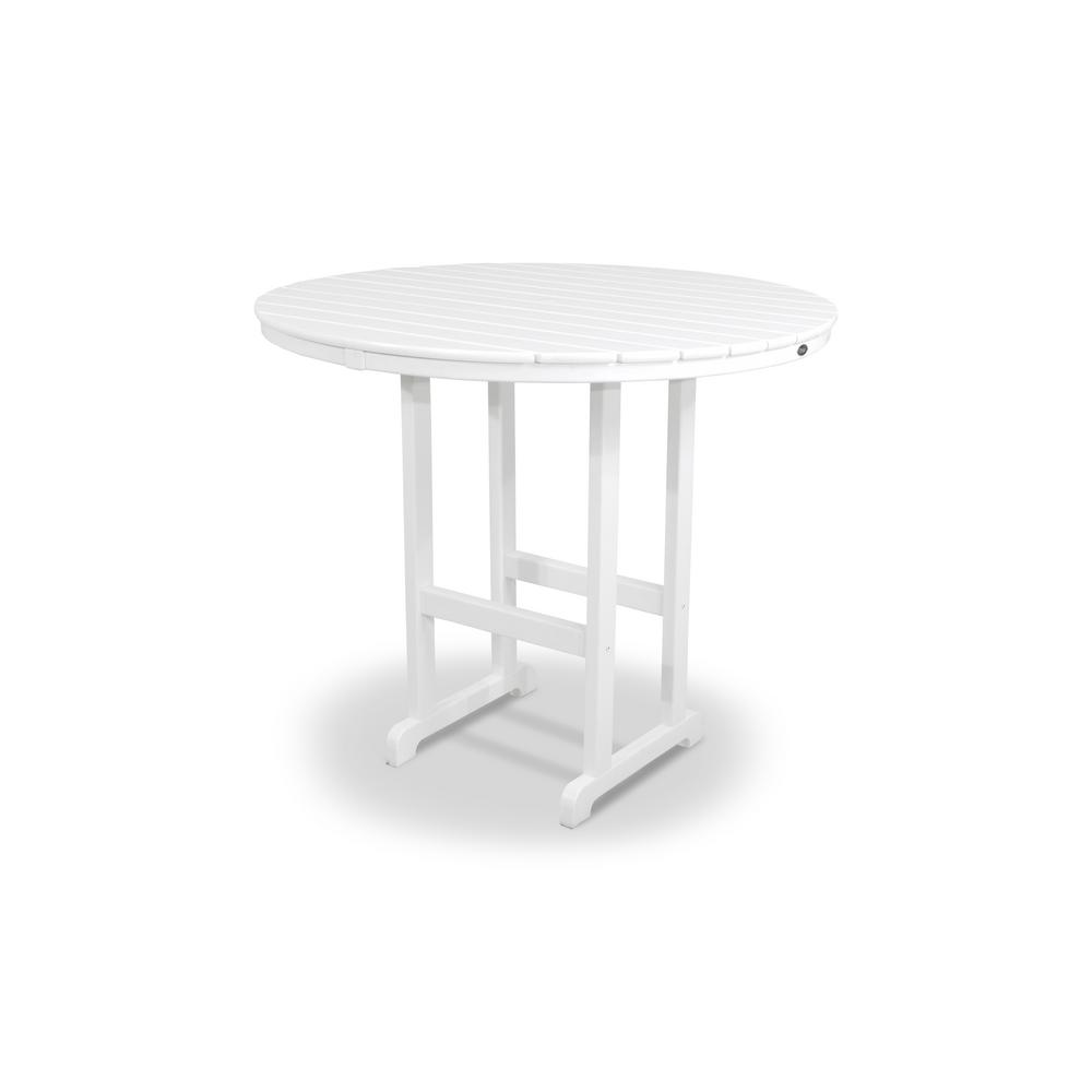 Trex Outdoor Furniture Monterey Bay Classic White 48 In Round Patio Bar Table Txrbt248cw The Home Depot