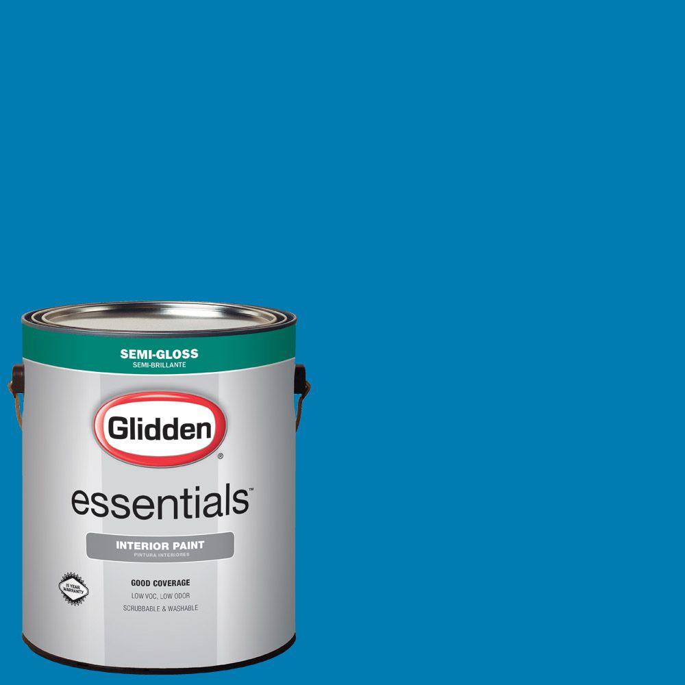 Glidden Essentials 1 Gal Hdgb53d Bright Bay Blue Semi Gloss Interior Paint Hdgb53de 01sn The Home Depot