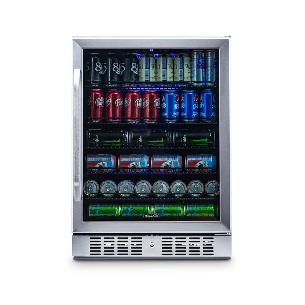 NewAir 23.4 in. 92-Bottle Wine and 177-Can Built In Beverage Cooler, Silver