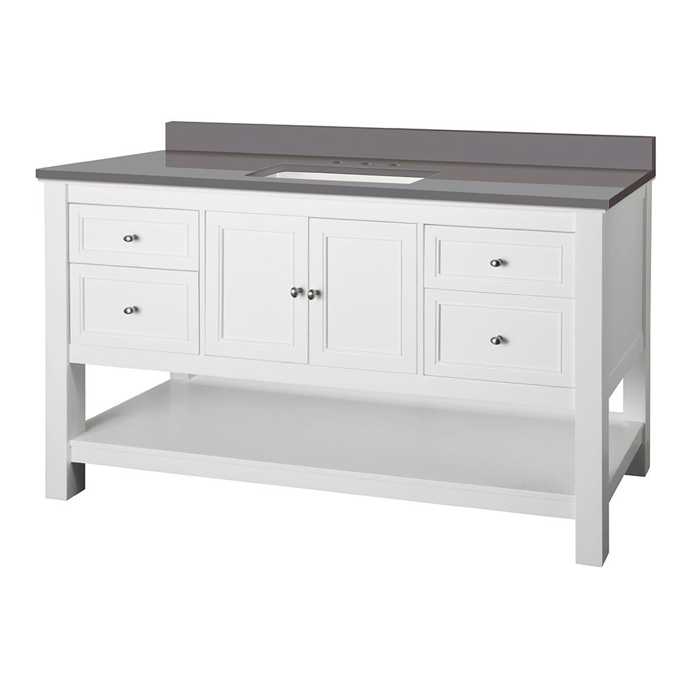 Single Sink Gray 60 Inch Vanities Bathroom Bath D Bath Vanity Cabinet In White With