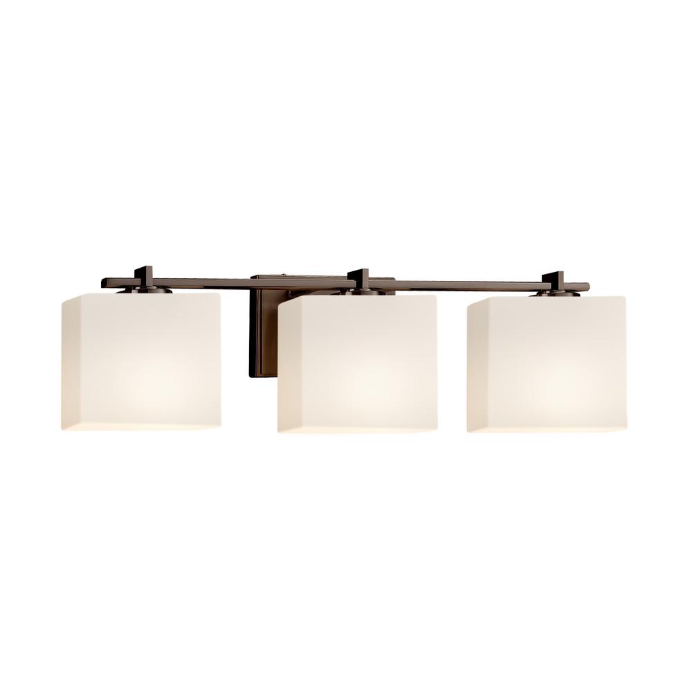 Justice Design Fusion Era 3 Light Dark Bronze Bath With Opal Shade Justice Design Fusion Era 3 Light Dark Bronze Bath With Opal Shade