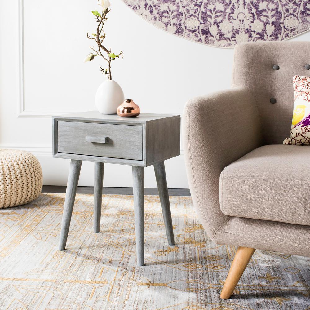 Safavieh Everly Vintage Gray Storage Side Table Amh5743d