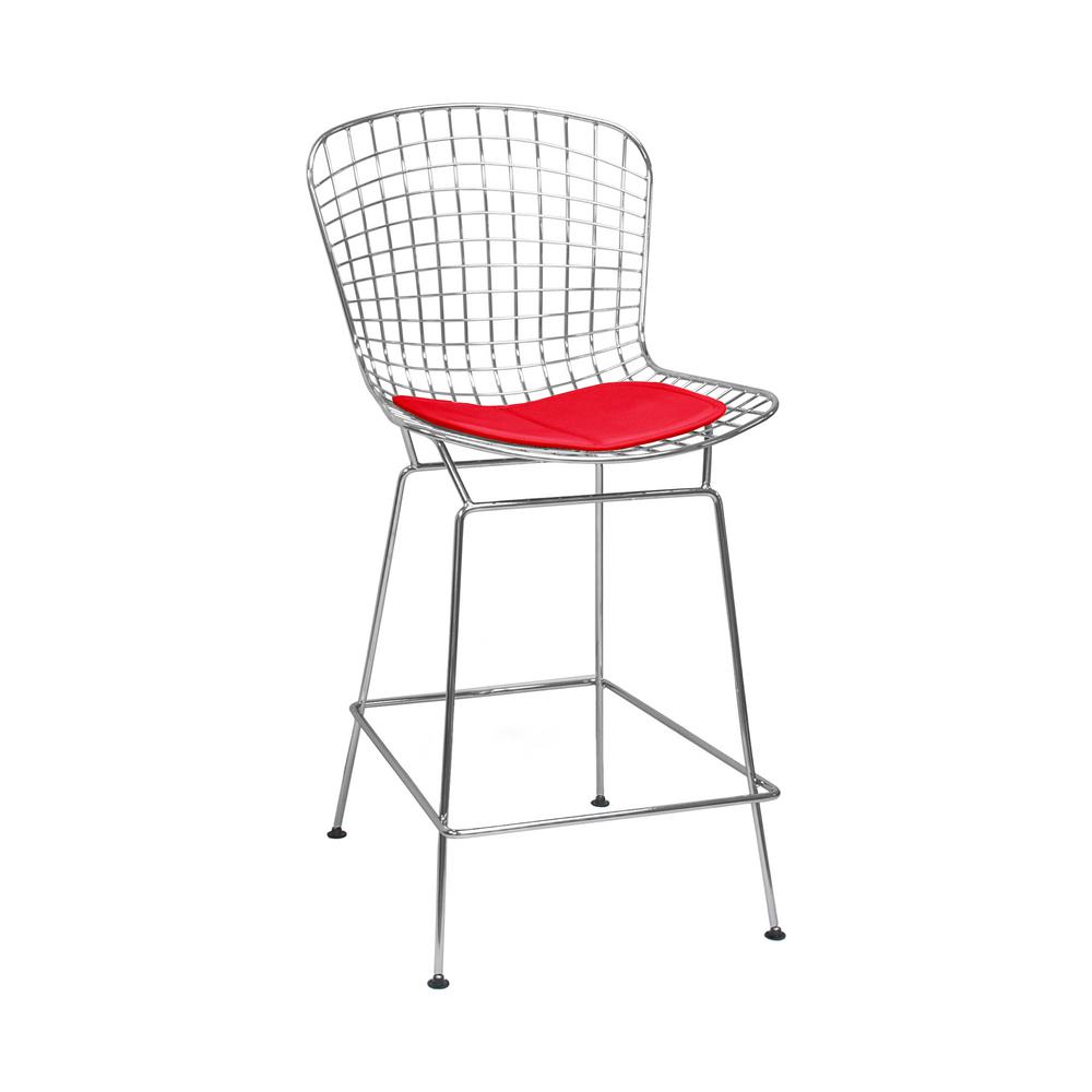 Mod Made Mid Century Modern Chrome Wire Counter Stool With 24 In Mod Made Mid Century Modern Chrome Wire Counter Stool With 24 In Seat Height
