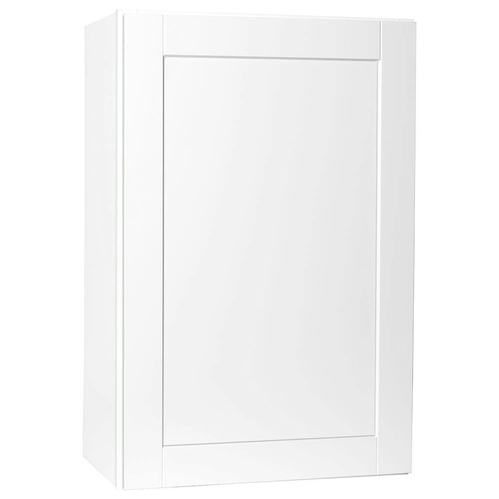 24 x 36 x 12 in.  Hampton Bay Shaker Assembled Wall Kitchen Cabinet in Satin White