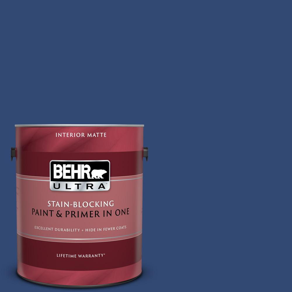 Behr Ultra 1 Gal S H 580 Navy Blue Matte Interior Paint And Primer In One