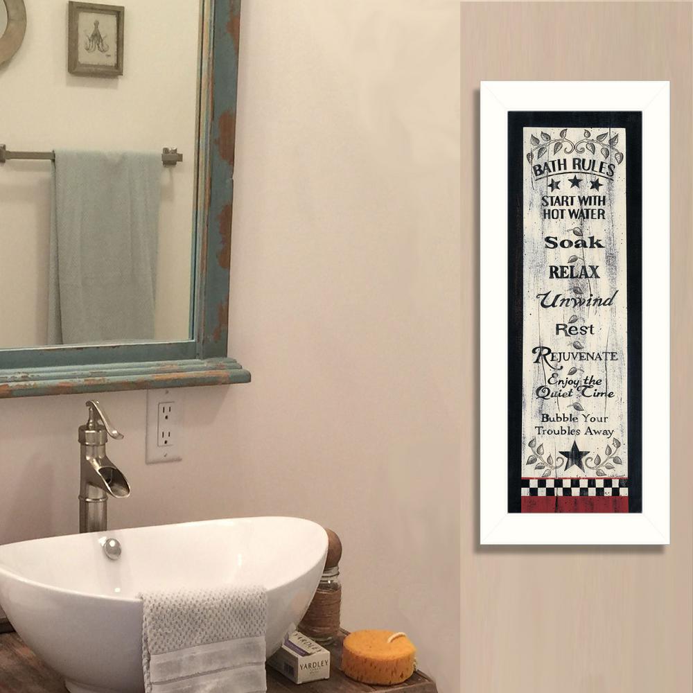 Trendydecor4u 26 In X 10 Bath Rules By Linda Spivey Printed 26 In X 10 Bath Rules By Linda Spivey Printed Framed Wall Art