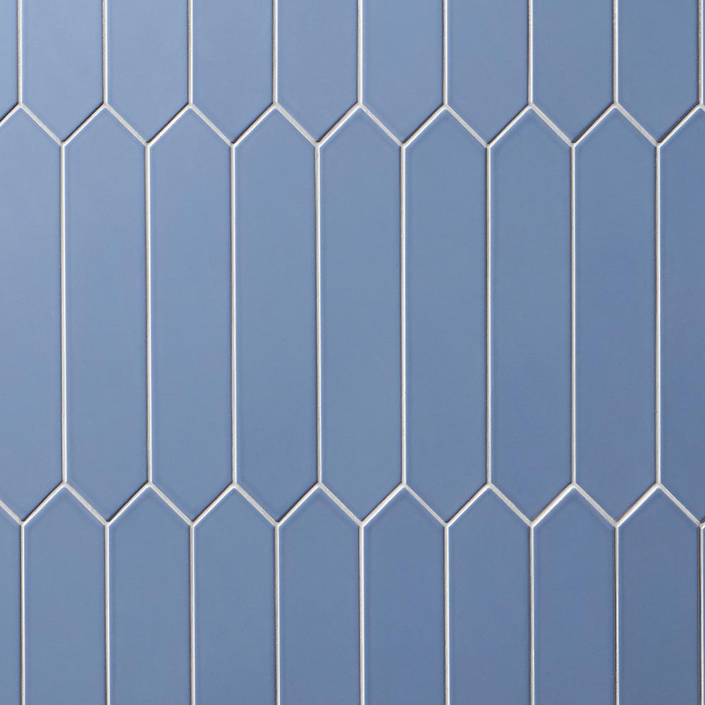 Ivy Hill Tile Axis 3D 2.6 in. x 13 in. Blue Polished Elongated Hex