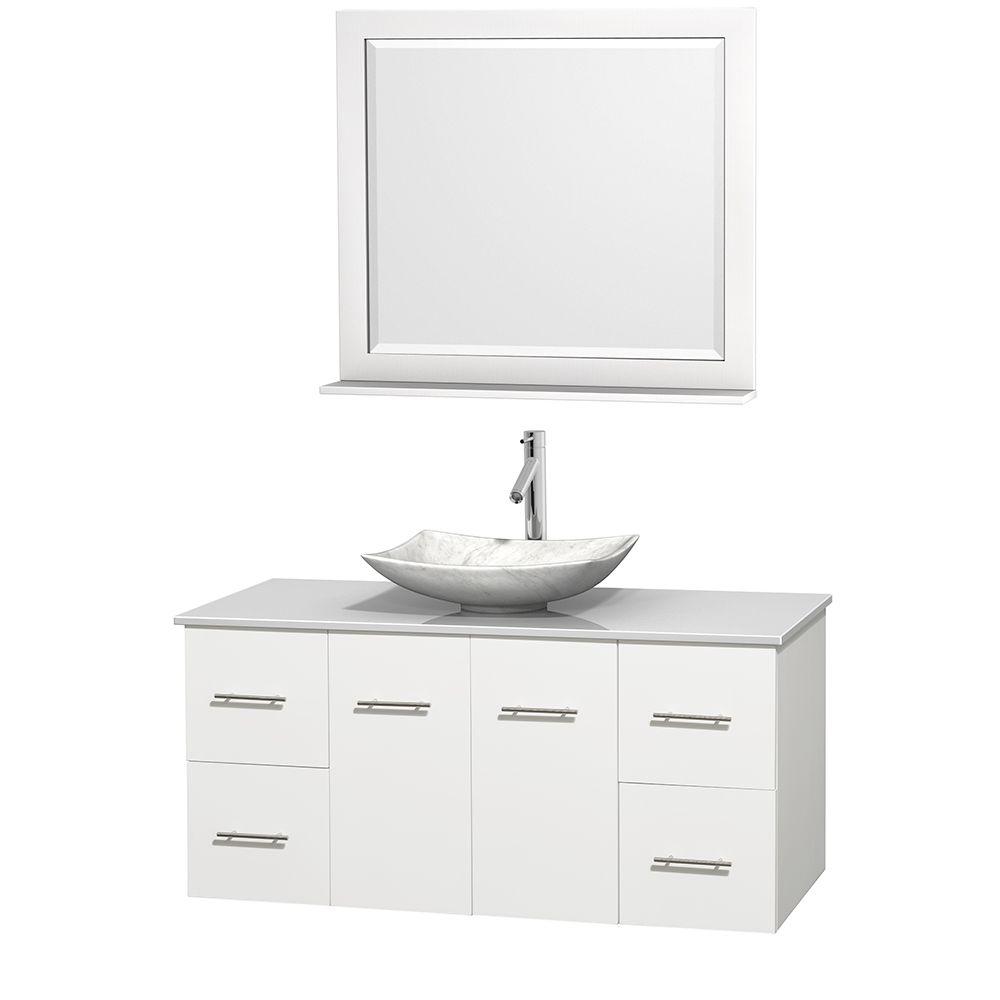 Wyndham Collection Centra 48 In Vanity White With Solid Surface Wyndham Collection Centra 48 In Vanity White With Solid Surface Top