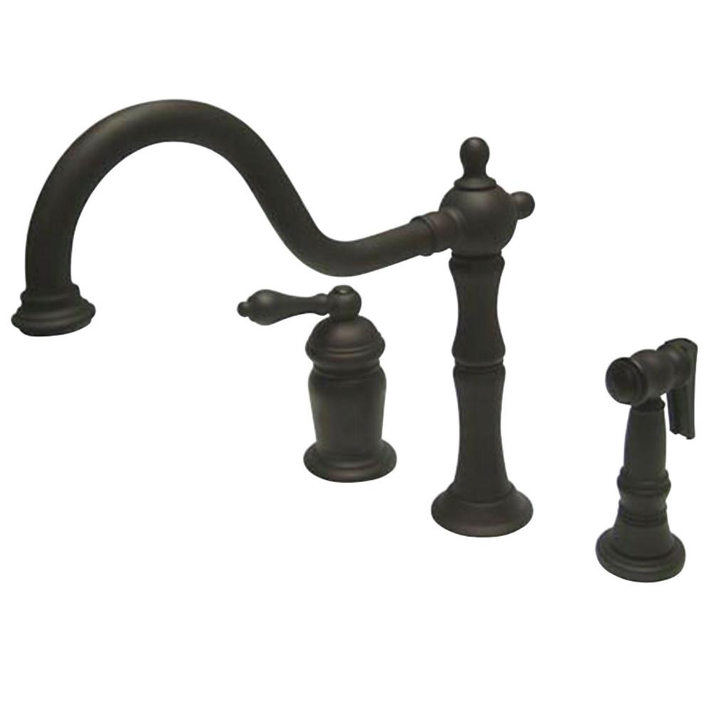 Kingston Brass Heritage Single-Handle Standard Kitchen Faucet with Side ...