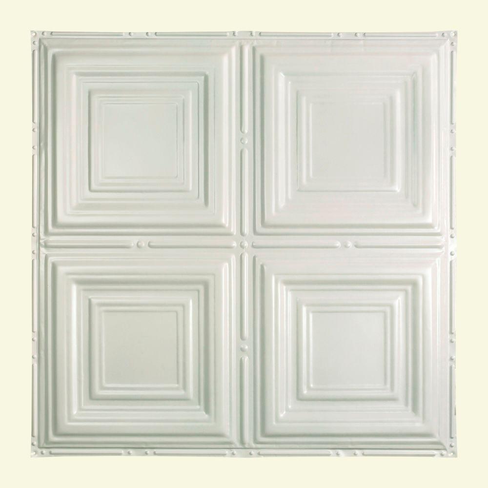 Great Lakes Tin Syracuse 2 Ft X 2 Ft Nail Up Tin Ceiling Tile In Gloss White T50 00 The Home Depot