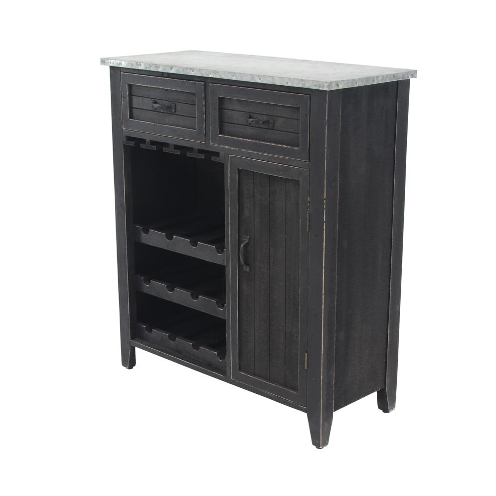 Litton Lane 12 Bottle Black Rectangular Wine Cabinet With Stemware Litton Lane 12 Bottle Black Rectangular