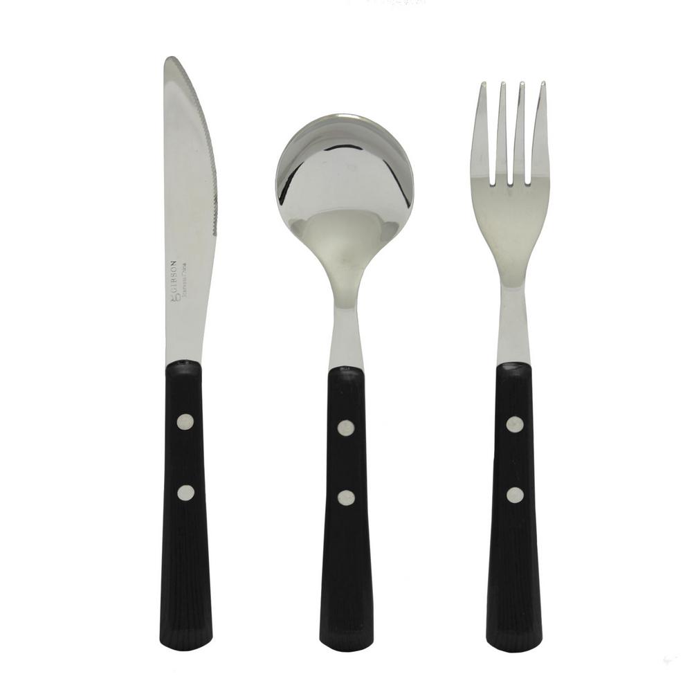 GIBSON HOME Springbrook 12-Piece Black Wood Look Stainless Steel ...